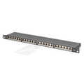 CAT 6 Patch Panel, shielded,24-port RJ45 with shutter, 8P8C, LSA, 0.5U, 19