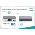 8 Port Gigabit Switch 8xRJ45 (6xPoE)+ 2G SFP 180W Support 802.3 af/at/bt standard