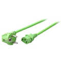 230V Netsnoer Schuko haaks naar C13 Groen, 3x0,75mm2, lengte 1,8m