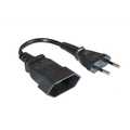 Power cord extension, Euro CEE 7/16, 0.2m, black