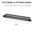 Fiber Optic Panel for 24× LC-Duplex or SC-Simplex adapter, black