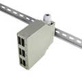 Fibre optic DIN rail splice box for LC or SC couplers