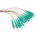 Colored pigtail set 12 x LC OM3 50/125 2m aqua connector