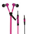 Zipper stereo in-ear headset with remote, neon-pink