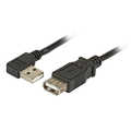 USB2.0 A-A verlengkabel, haaks male naar recht female, 0.5m