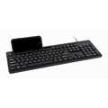 Multimedia keyboard with phone stand, black, US-layout