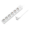 Socket outlet 6-way + switch, 6x CEE 7/3, 1.5 m, white