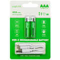 Battery, Rechargeable over USB-C, Li, AAA, 2pcs. Blister