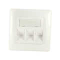 Keystone faceplate for 3 keystone jacks,  pure white