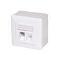 Modular Cat.6A Wall Outlet 2xRJ45 STP, w. backbox, signal white RAL 9003