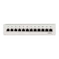 Patch panel Cat.6, 12 ports, desk/wall mountable, light grey, RAL7035