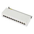 Patch panel Cat.6, 12 ports, desk/wall mountable, light grey, RAL7035