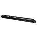 Cat.5e Patch Panel 24 ports unshielded, 19 inch rack mount, black