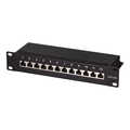Cat.6A Patch Panel 12 ports shielded, 10 inch rack mount, black