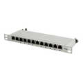 Mini-Patchpanel STP 12xRJ45 Cat.6A, 10inch 0,5U, grey