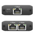 Gigabit Ethernet Splitter 1 to 2, 1000 Mbps, with USB power