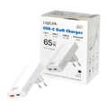 USB-A/C charger, 65 W, GaN, 2-port, 1x USB-A (QC), 1x USB-C (PD), Slim Version,  White