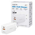 USB Wall Charger, 2port, GaN, USB-AF & USB-CF , 65W, PD3.0 & QC4.0