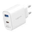 USB Wall Charger, GaN, 2port, USB-AF & USB-CF, 45W, w/PD, white
