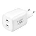 USB-C charger, 100 W, GaN, 2-port, 2x USB-C (PD),  White