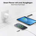 USB-C charger, 100 W, GaN, 2-port, 2x USB-C (PD),  White