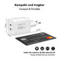 USB-C charger, 100 W, GaN, 2-port, 2x USB-C (PD),  White