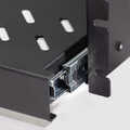 Extendable shelf for mounting on the front of a 19-inch profile rail, black