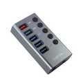 USB 3.2 Gen 1 hub 4 port 1x Fast Charging port, on off switch