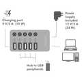 USB 3.2 Gen 1 hub 4 port 1x Fast Charging port, on off switch