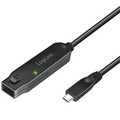 USB 3.2 Gen2 cable, USB-C/M to USB-C/F, amplifier, black, 5 m