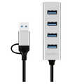 USB 3.1 Hub, 4-port, USB-A+C, aluminum, grey