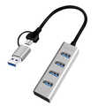 USB 3.1 Hub, 4-port, USB-A+C, aluminum, grey