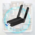 WLAN 802.11ax, WI-FI 6E, 3000Mbit/s USB 3.0 Adapter, w/ antenna