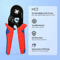 Self-adjusting crimping pliers for wire ferrules 0.25 - 10 mm²
