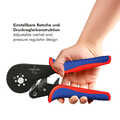 Self-adjusting crimping pliers for wire ferrules 0.08 - 16 mm²