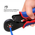 Self-adjusting crimping pliers for wire ferrules 0.08 - 16 mm²