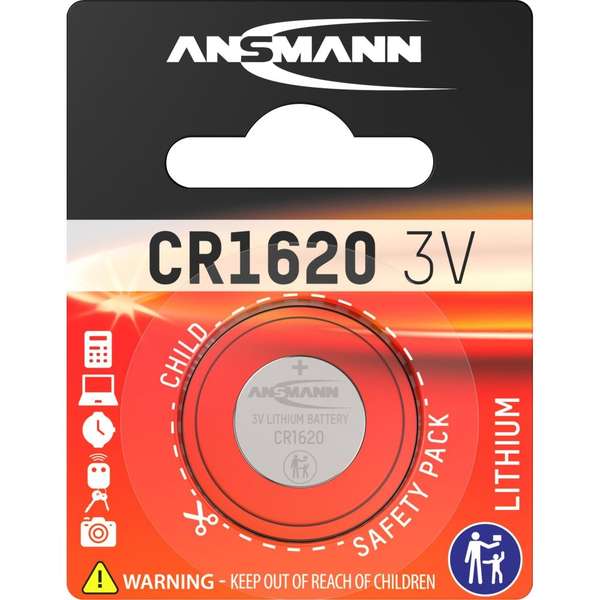 Naar omschrijving van 01041 - Ansmann Knopfzelle 3V Lithium CR 1620 (5020072)