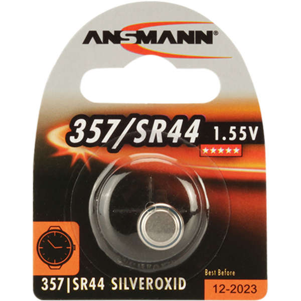 Naar omschrijving van 01076A - ANSMANN silver oxide coin cell, 1,55V, 357/SR44 (1516-0011), one pieced blister