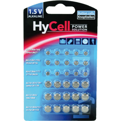 Naar omschrijving van 01049A - Ansmann HyCell alkaline button cell set, 30pcs. (5015473)