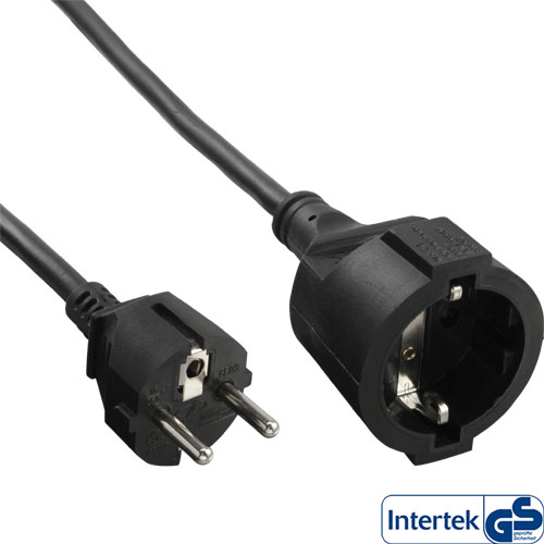 Naar omschrijving van 16407 - InLine Power extension cable, black, 7m, with child safety