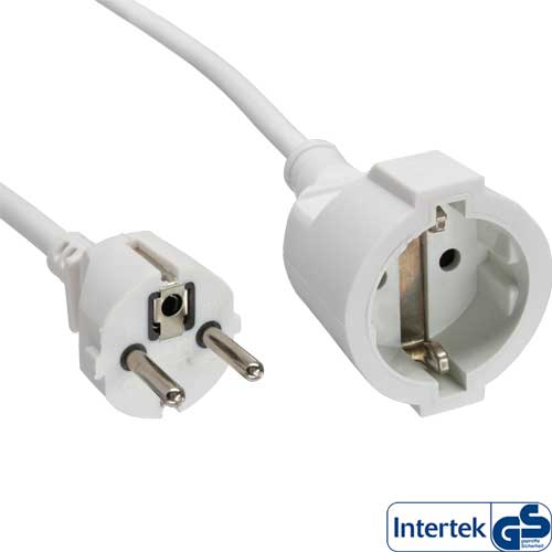 Naar omschrijving van 16410W - InLine Power extension cable, white, 10m, with child safety