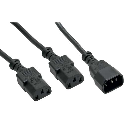 Naar omschrijving van 16657J - InLine Net Y-kabel,  2x socket, 1x stekker, 1m