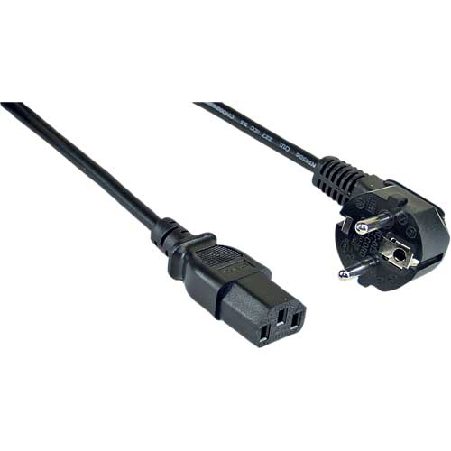 Naar omschrijving van CP090 - Powercord Schuko haaks naar C13, zwart, H05VV-F, 3x0.75mm2, 1.8m