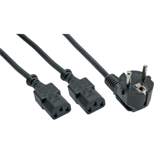 Naar omschrijving van 16657F - InLine Voedings Y-kabel (wisselstroom), zwart, 5m