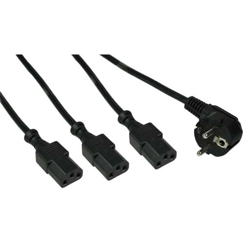 Naar omschrijving van 16657I - InLine Y-kabel 1x Schuko naar 3x C13, zwart, 5m