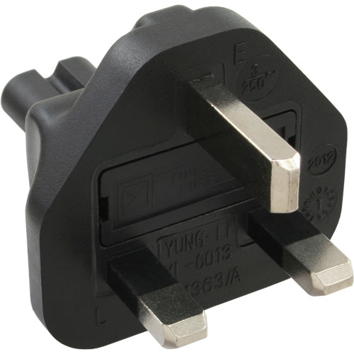 Naar omschrijving van 16704G - InLine Power adapter, UK male plug to Euro8 plug