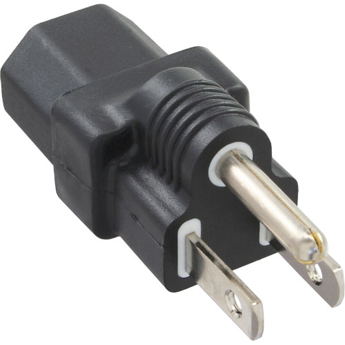 Naar omschrijving van 16722U - InLine Power adapter, USA male plug to IEC C13 plug