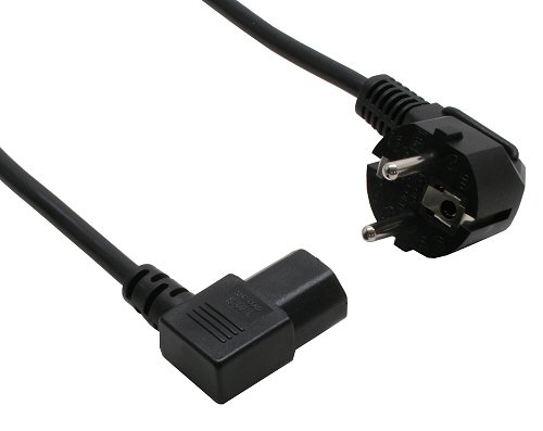 Naar omschrijving van 16752D - Voedingskabel, Type F haaks naar IEC connector haaks naar links, 3x0,75mm2 3m