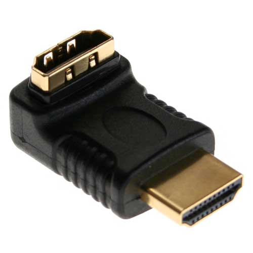 Naar omschrijving van 17600F - InLine  HDMI Adapter, Male/Female, gewinkelt oben, vergulde contacten