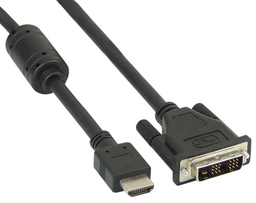 Naar omschrijving van 17663 - InLine HDMI-DVI kabel,  19-pins M naar 18+1 M, zwart, 3m, met ferrietkernen